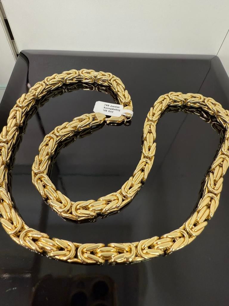 Prachtige 14 karaats gouden dikke koningsketting, Sieraden, Tassen en Uiterlijk, Kettingen, Ophalen of Verzenden, Nieuw, Goud