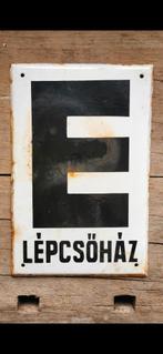 Industriële vintage letter E emaille bord, Ophalen of Verzenden