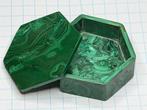 Zeldzame handgemaakte malachieten doos, formaat 6 cm, Ophalen of Verzenden