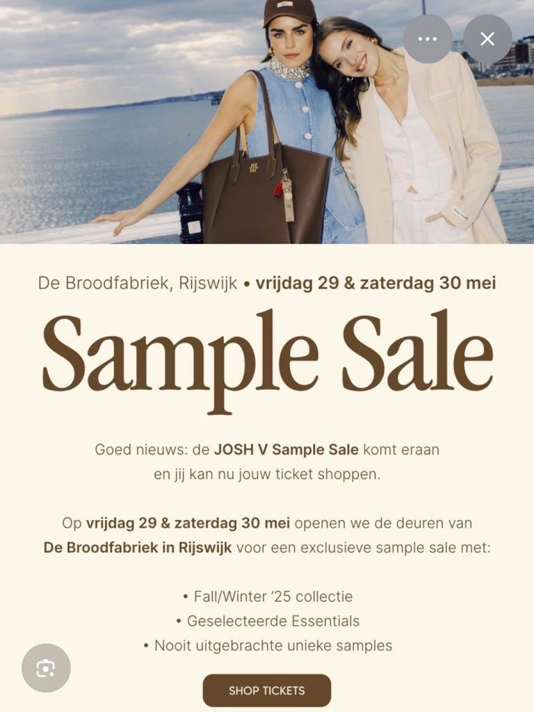 2 kaartjes sample sale JOSH V 2026 rijswijk, Twee personen