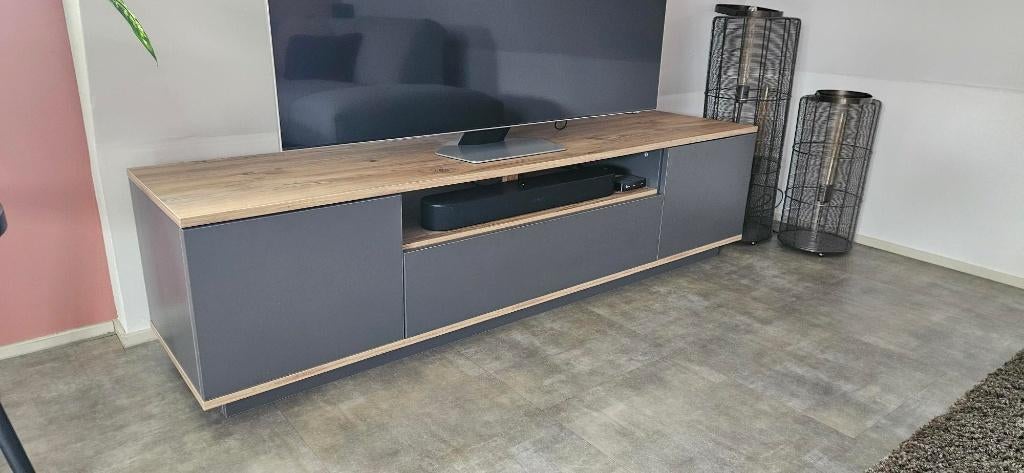 TV Meubel - Stijlvol Antraciet & Eiken Design, Huis en Inrichting, Kasten | Televisiemeubels, Ophalen, Overige materialen, 150 tot 200 cm