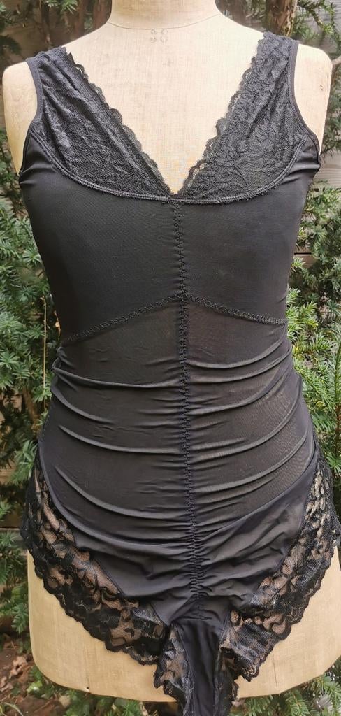 Lincherie korset bodystocking retro vintage alternatief sexy, Ophalen of Verzenden, Zwart, Body of Korset