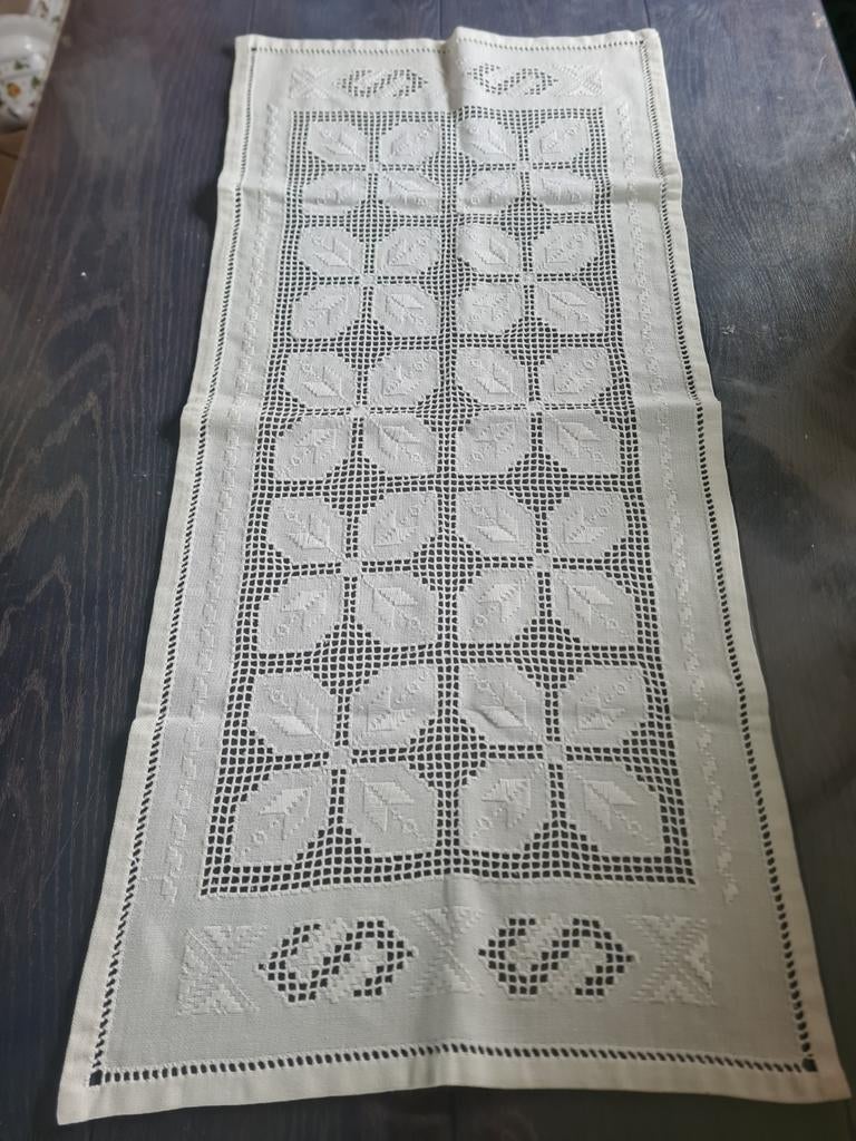 Handgemaakt Hardanger Tafelkleed/ Loper 93x43 cm, Ophalen of Verzenden, Gebruikt, Rechthoek, Binnen