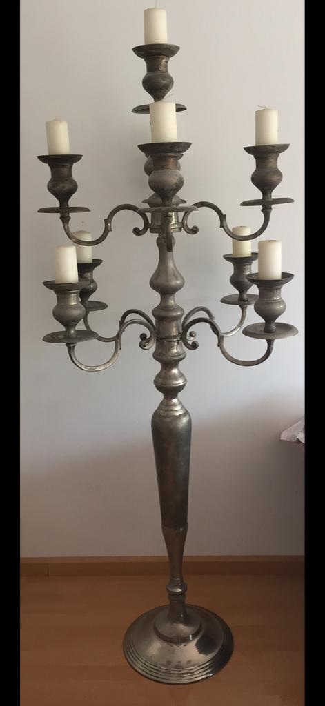 Kandelaar 9 armen verzilverd +/- 180 cm, Ophalen, Gebruikt, 75 cm of meer, Kandelaar