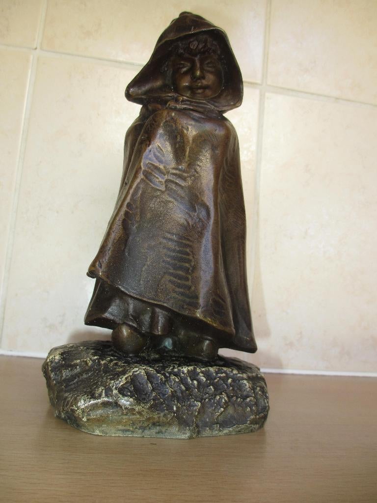 Bronzen beeldje Kunstenaar: Lucien Charles Edouard Alliot, Antiek en Kunst, Art nouveau, Ophalen of Verzenden, Brons, Beeld