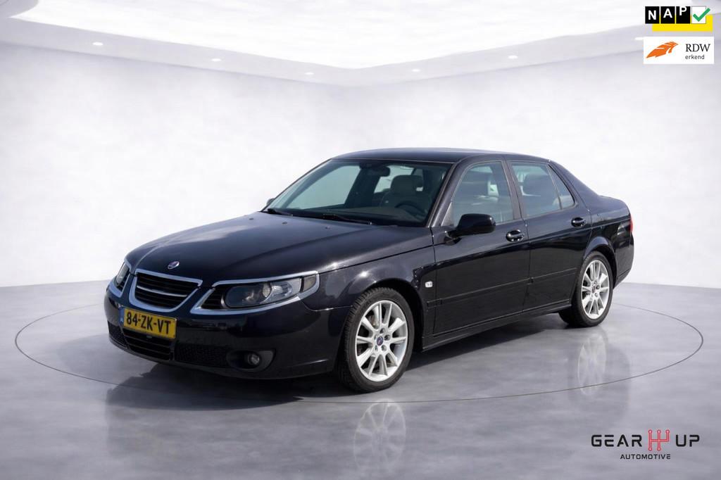 Saab 9-5 2.3t Vector Sport Aut LEER|STOELVERW|CRUISE|CLIMA|, Auto's, Saab, 4 cilinders, 2290 cc, Zwart, Bedrijf