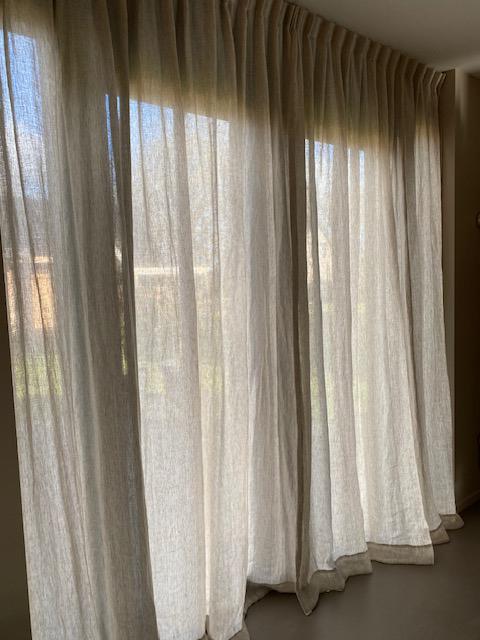 100% Linnen gordijnen, Ophalen, 100 tot 150 cm, 200 cm of meer, Beige
