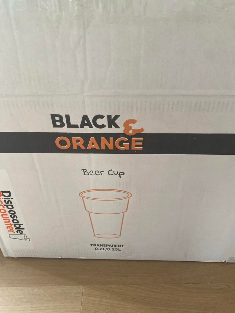 Black & Orange Beer Cups 0.2L/0.25L, Ophalen, Nieuw, Feestartikel, Overige