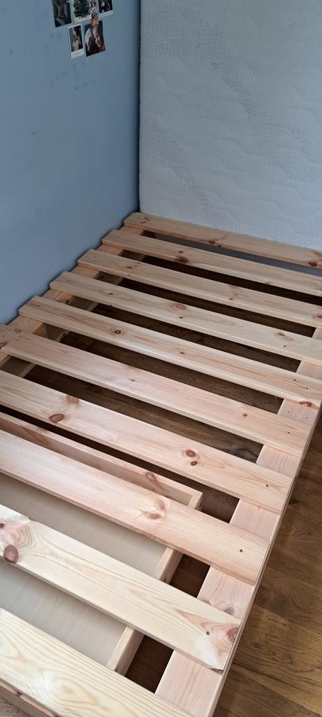 Pallet bedframe met lade 120x200, Ophalen, Zo goed als nieuw, Twijfelaar, 120 cm