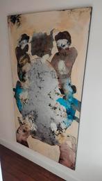 Groot uniek schilderij Sjer Jacobs, 200x115cm, bladzilver, Ophalen of Verzenden