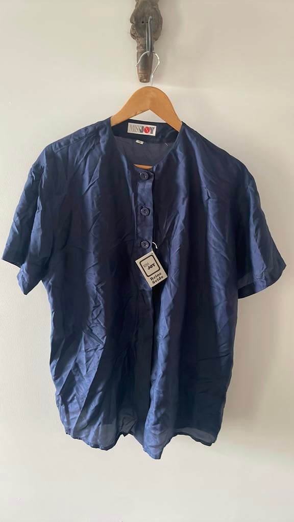Nieuwe vintage zijden blouse van Miss Joy, Ophalen of Verzenden, Nieuw, Maat 38/40 (M), Blauw