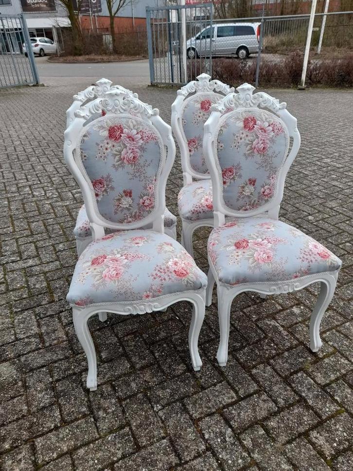Set 4 brocante barok stoelen opnieuw gestoffeerd, Huis en Inrichting, Stoelen, Zo goed als nieuw, Eén, Ophalen of Verzenden