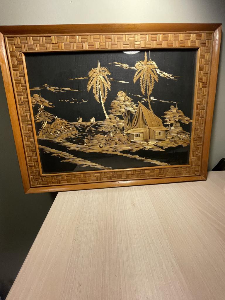 Aziatisch rijststro schilderij, Antiek en Kunst, Ophalen of Verzenden