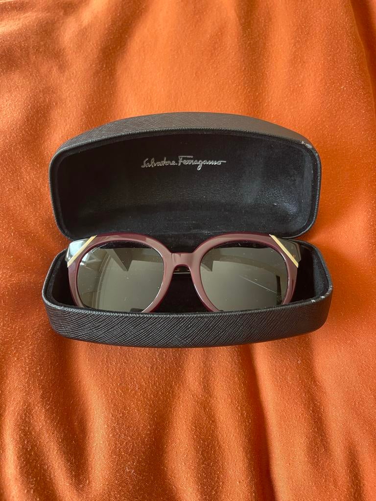 Salvatore Ferragamo Zonnebril Origineel Bruin Paars, Overige merken, Gebruikt, Zonnebril, Bruin