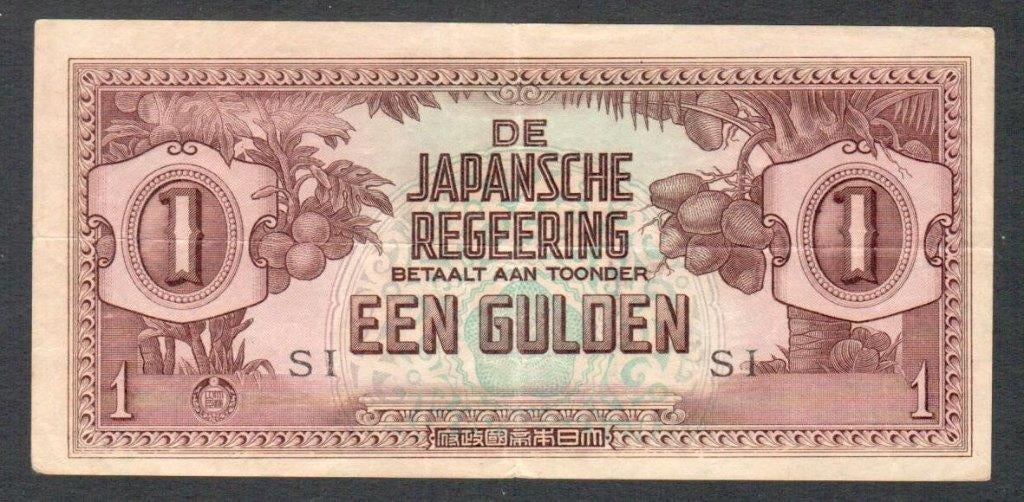 Bankbiljet - Nederlands Indië 1 Gulden 1942., Postzegels en Munten, Bankbiljetten | Europa | Niet-Eurobiljetten, Ophalen of Verzenden