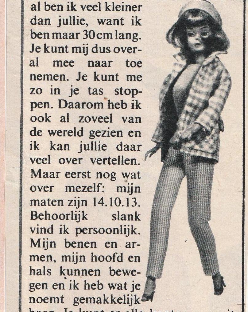 Retro reclame 1969 Barbie pop dat is jullie droompop, Verzenden, Overige typen
