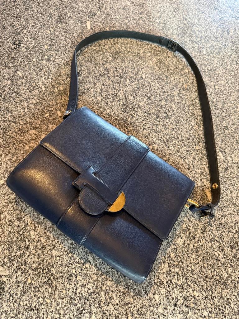 Vintage Delvaux Crossbody Tas - Luxe Merk, Sieraden, Tassen en Uiterlijk, Ophalen of Verzenden, Gebruikt, Blauw, Schoudertasje