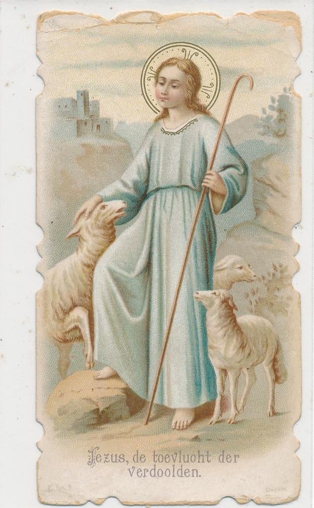 Oud devotieprentje Jezus de Toevlucht der Verdoolden.-gebed, Ophalen of Verzenden, Zo goed als nieuw, Kaart of Prent, Christendom | Katholiek