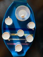 Dienblad met kop en schotels, Huis en Inrichting, Woonaccessoires | Dienbladen, Ophalen of Verzenden, Zo goed als nieuw, Rond