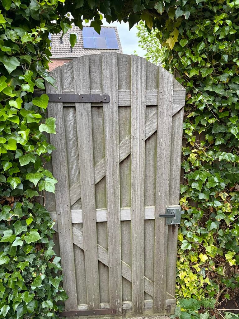 Houten poort inclusief hang- en sluitwerk, Tuin en Terras, Tuinhekken en Hekwerk, Ophalen, Met poort, Gebruikt, Tuinhek