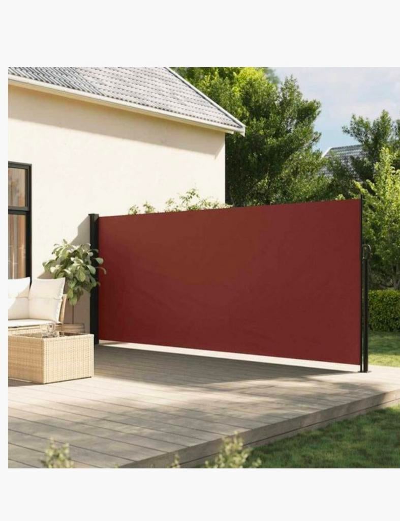 Uittrekbaar privacyscherm / windscherm rood 180x600cm, Tuin en Terras, Overige typen, 450 cm of meer, Ophalen of Verzenden, Zo goed als nieuw