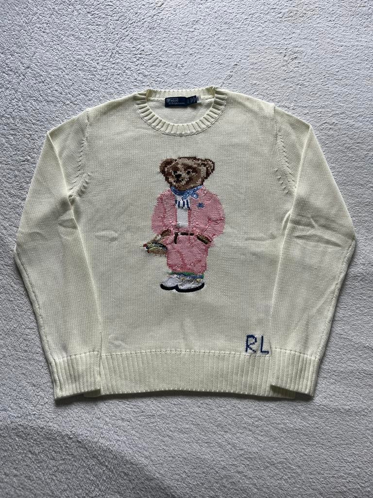 Ralph Lauren Polo Bear trui crème– maat S – gebreid – preppy, Ophalen of Verzenden, Nieuw, Maat 46 (S) of kleiner, Roze