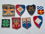 8 mouwemblemen lichtgroene achtergrond, Ophalen of Verzenden, Landmacht, Nederland, Embleem of Badge