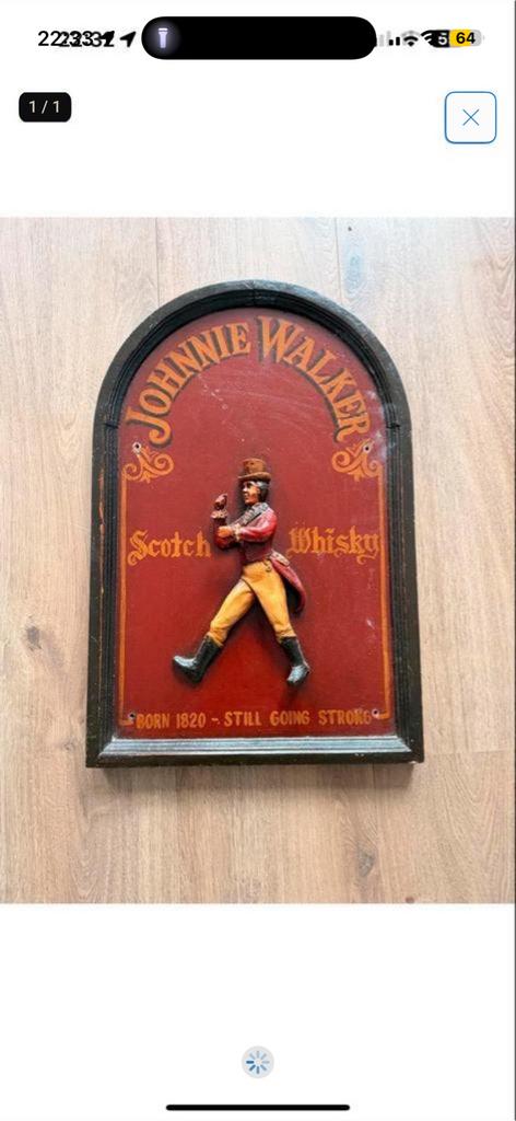 Vintage Johnnie Walker Scotch Whisky Reclamebord, Ophalen of Verzenden