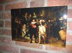 Schilderij De Nachtwacht van Rembrandt op glas - 40 x 25 cm, Ophalen, Minder dan 50 cm, Zo goed als nieuw, Schilderij