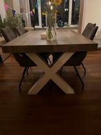 Robuuste houten eettafel - Rechthoekig 160 cm, Ophalen, 50 tot 100 cm, Zo goed als nieuw, 150 tot 200 cm