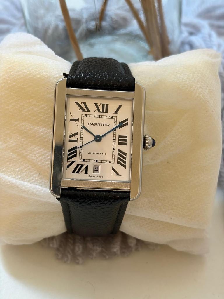 Cartier Tank Solo XL 3515 met originele garantiekaart, Sieraden, Tassen en Uiterlijk, Horloges | Heren, Overige merken, Staal
