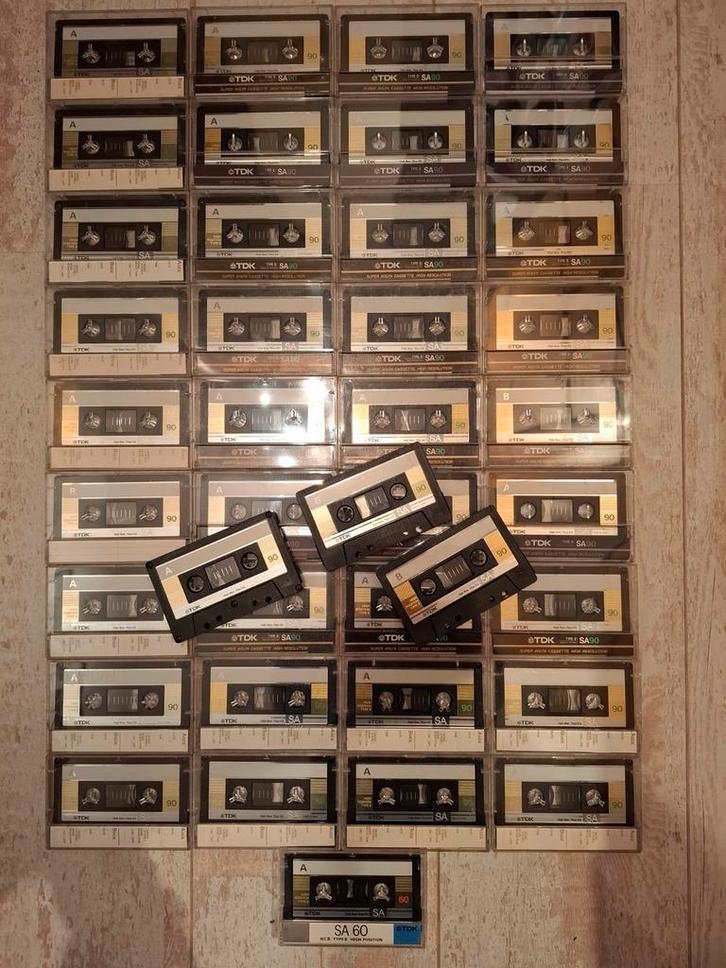 40 TDK SA cassettebandjes, 39x SA-90 en 1x SA-60, Cd's en Dvd's, Cassettebandjes, Gebruikt, Overige genres, 2 t/m 25 bandjes, Ophalen of Verzenden