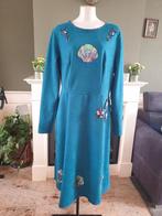 Dikkere turquoise vis schelp applicatie jurk XXL 46, Maat 46/48 (XL) of groter, Zo goed als nieuw, Knielengte, Verzenden