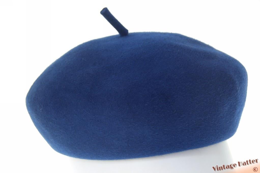 Vintage Alpino-stijl cocktailhoed VEB blauw vilt 55-56 = S, 55 cm (S, 6⅞ inch) of minder, Hoed, Ophalen of Verzenden, Zo goed als nieuw