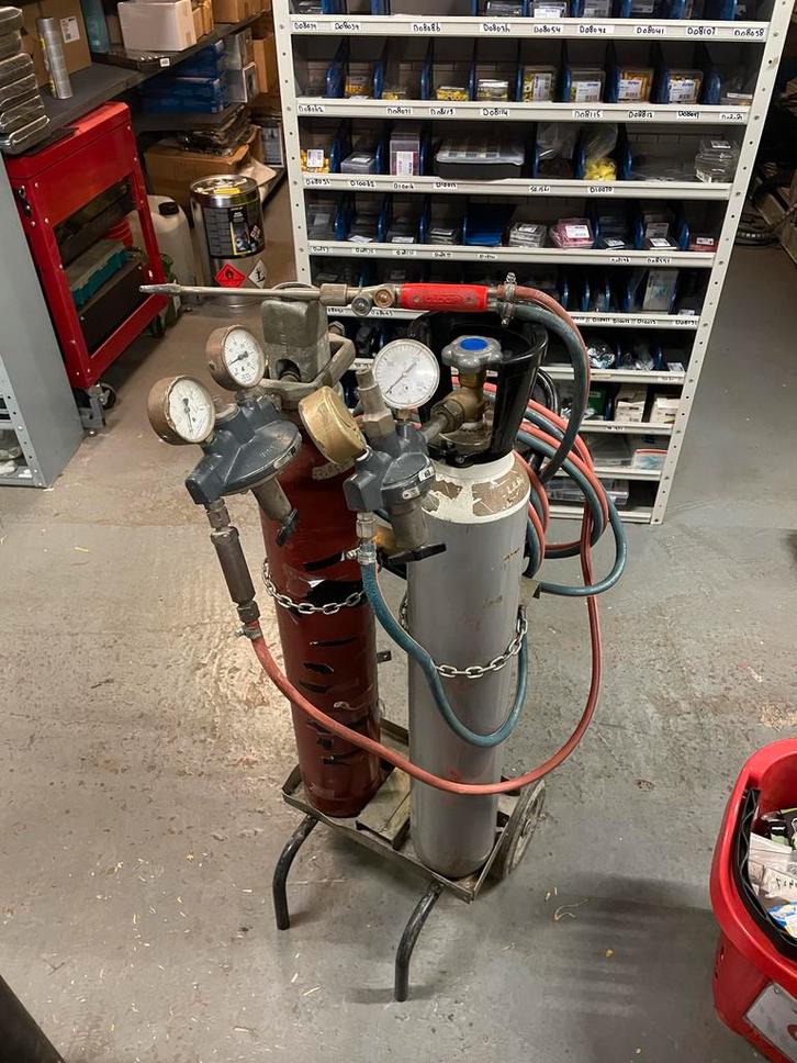 Lasset !2 volle flesen! autogeen snijbrander lasapparaat, Doe-het-zelf en Verbouw, Gereedschap | Lasapparaten, Gebruikt, Overige typen