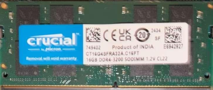 Crucial 16GB DDR4 3200ghz, Computers en Software, RAM geheugen, Ophalen, DDR4, Zo goed als nieuw, Desktop