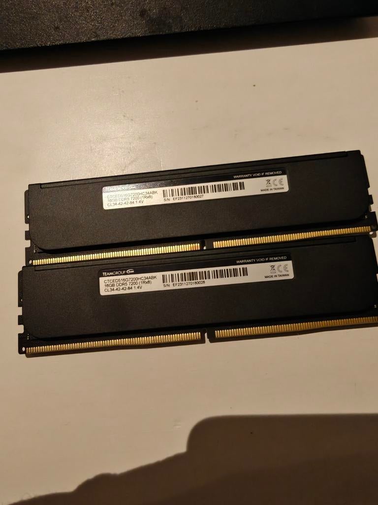 Teamgroup 32(16x2)gb 7200MHz, CL34-42-42-84 1.4V, Ophalen, 32 GB, Zo goed als nieuw, Desktop