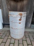 Stoer oud stalen vat / ton / prullenbak - 43x65 cm, Antiek en Kunst, Ophalen