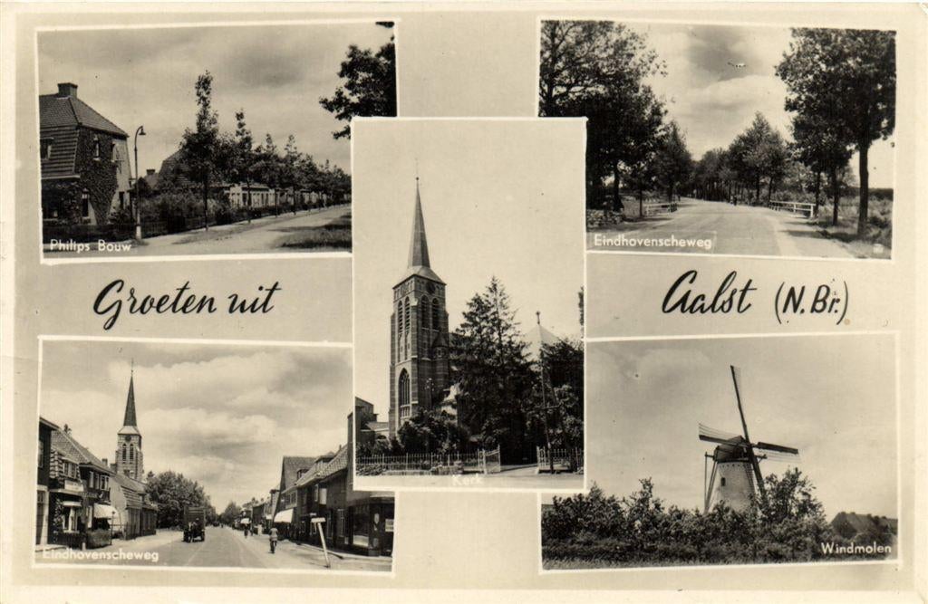 Groeten uit Aalst [N.Br.] - 5 afb met o.a. Philips Bouw - ge, Verzamelen, Verzenden, Voor 1920, Gelopen, Noord-Brabant