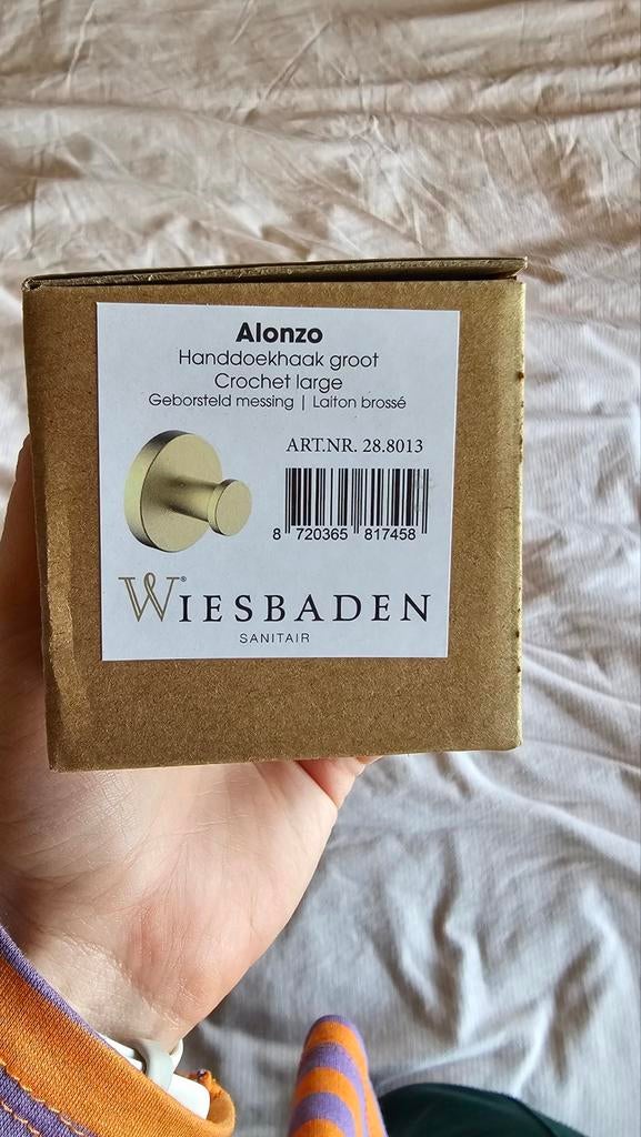 Wiesbaden Alonzo handdoekhaak groot geborsteld goud, Ophalen of Verzenden, Nieuw