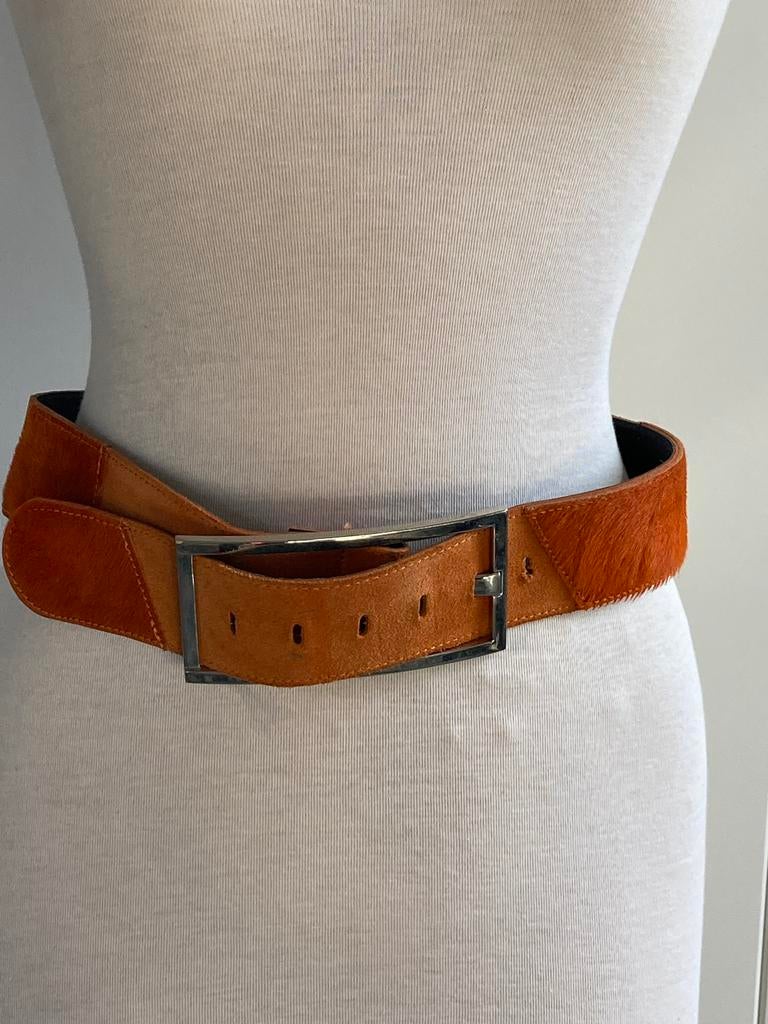 Oranje ceintuur !! ( 97 cm), Kleding | Dames, Riemen en Ceinturen, Overige kleuren, 5 cm of meer, Echt leder, 90 tot 100 cm