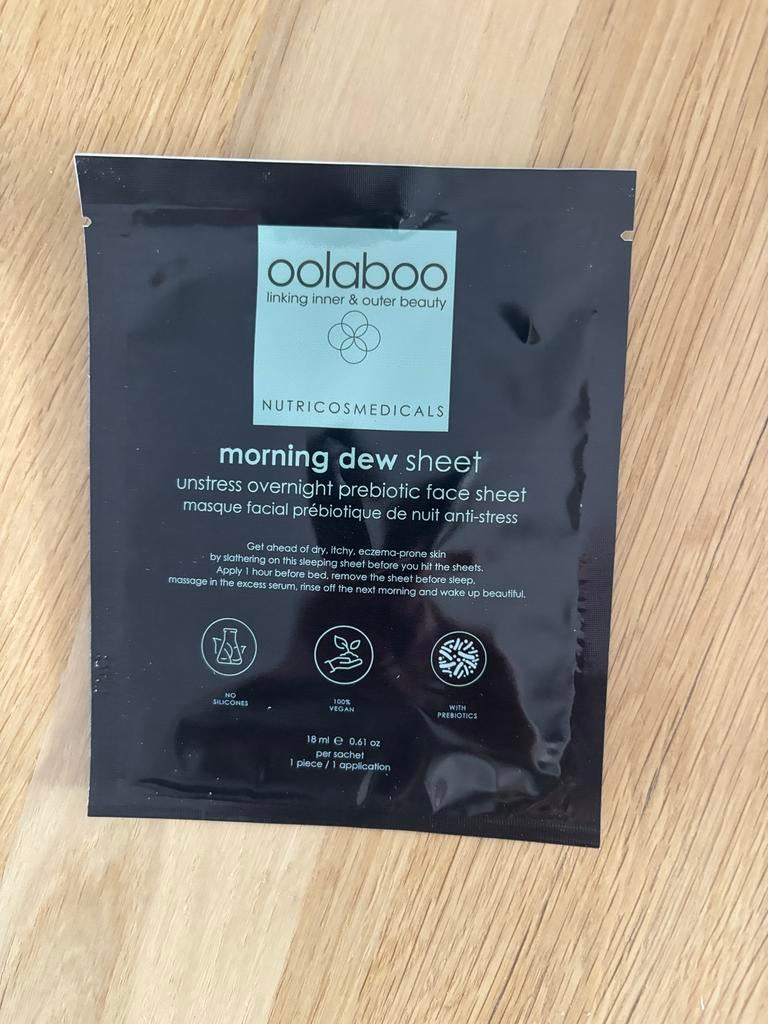 Oolaboo Morning Dew Sheet Mask - Anti-stress Gezichtsmasker, Ophalen of Verzenden, Nieuw, Gehele gezicht, Verzorging