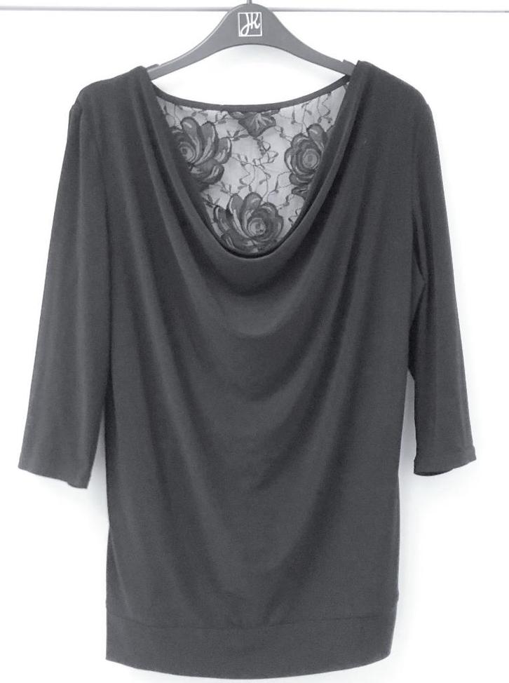 JOSEPH RIBKOFF Tricot Top - Rug met Kant zwart mt M, Kleding | Dames, Tops, Gedragen, Maat 38/40 (M), Zwart, Lange mouw, Ophalen of Verzenden