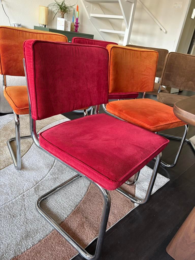 7 luxe eetkamerstoelen in verschillende kleuren, Ophalen, Gebruikt, Overige kleuren, Stof