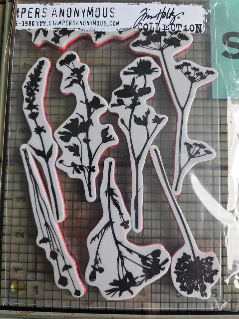Tim Holtz Stempels: mini blueprints, cms 253 en cms 377, Ophalen of Verzenden, Gebruikt, EZ-mounted stempel