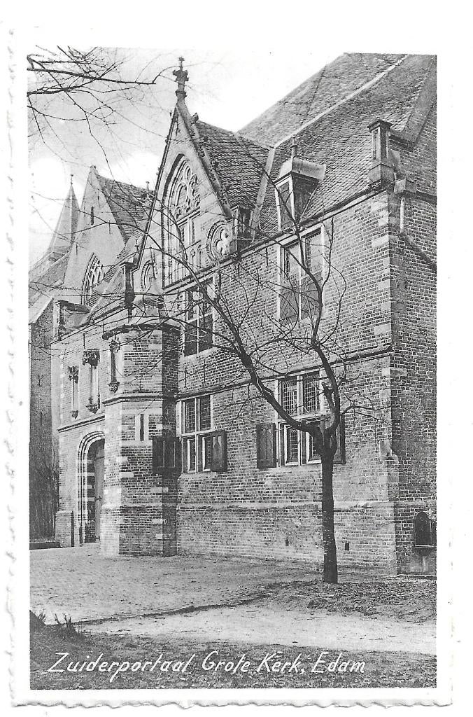 AK Edam - Zuiderportaal Grote Kerk, Verzenden, 1940 tot 1960, Ongelopen, Noord-Holland