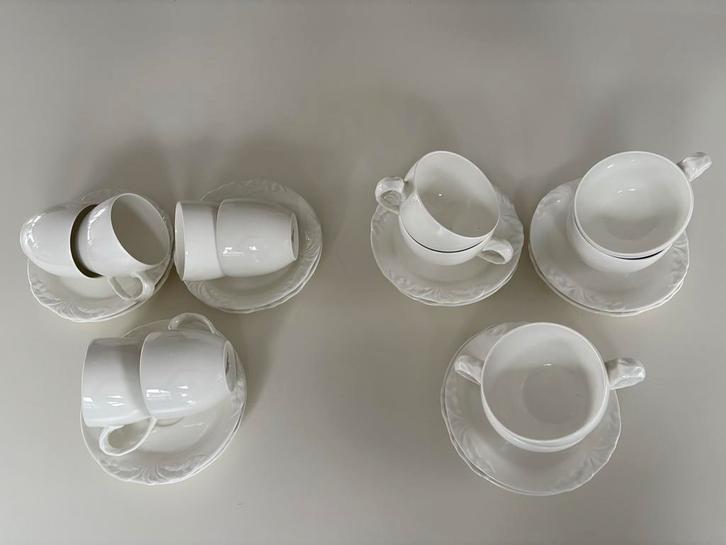 Villeroy & Boch Foglia kopjes (6 koffie, 6 thee), Huis en Inrichting, Keuken | Servies, Zo goed als nieuw, Kop(pen) en/of Schotel(s)