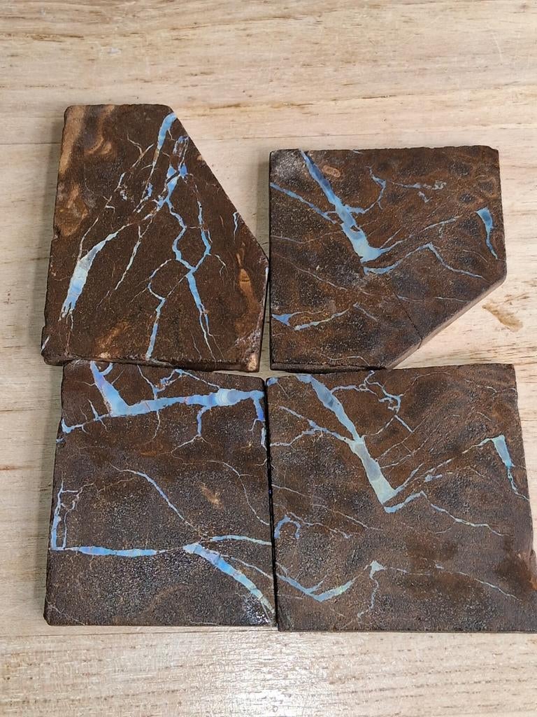 5 ruwe Australische Queensland boulder opaal slabs, Sieraden, Tassen en Uiterlijk, Edelstenen, Ophalen of Verzenden