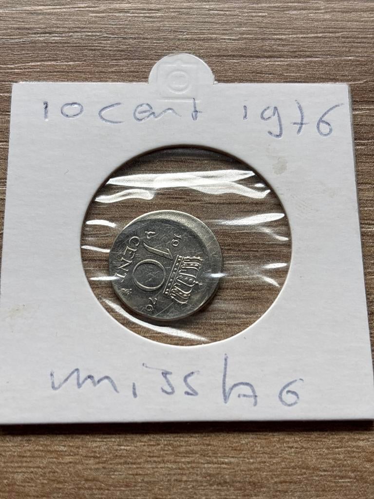 Misslag 10 cent 1976 - Duidelijke offcenter, Ophalen of Verzenden, Koningin Juliana, 10 cent, Losse munt