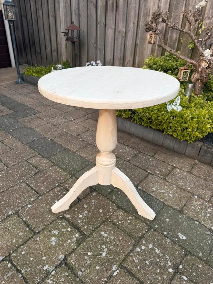 OPKNAPPER! Zwaar eiken wijntafeltje wijntafel bijzettafel, Huis en Inrichting, Tafels | Bijzettafels, Gebruikt, Rond, 60 cm of meer